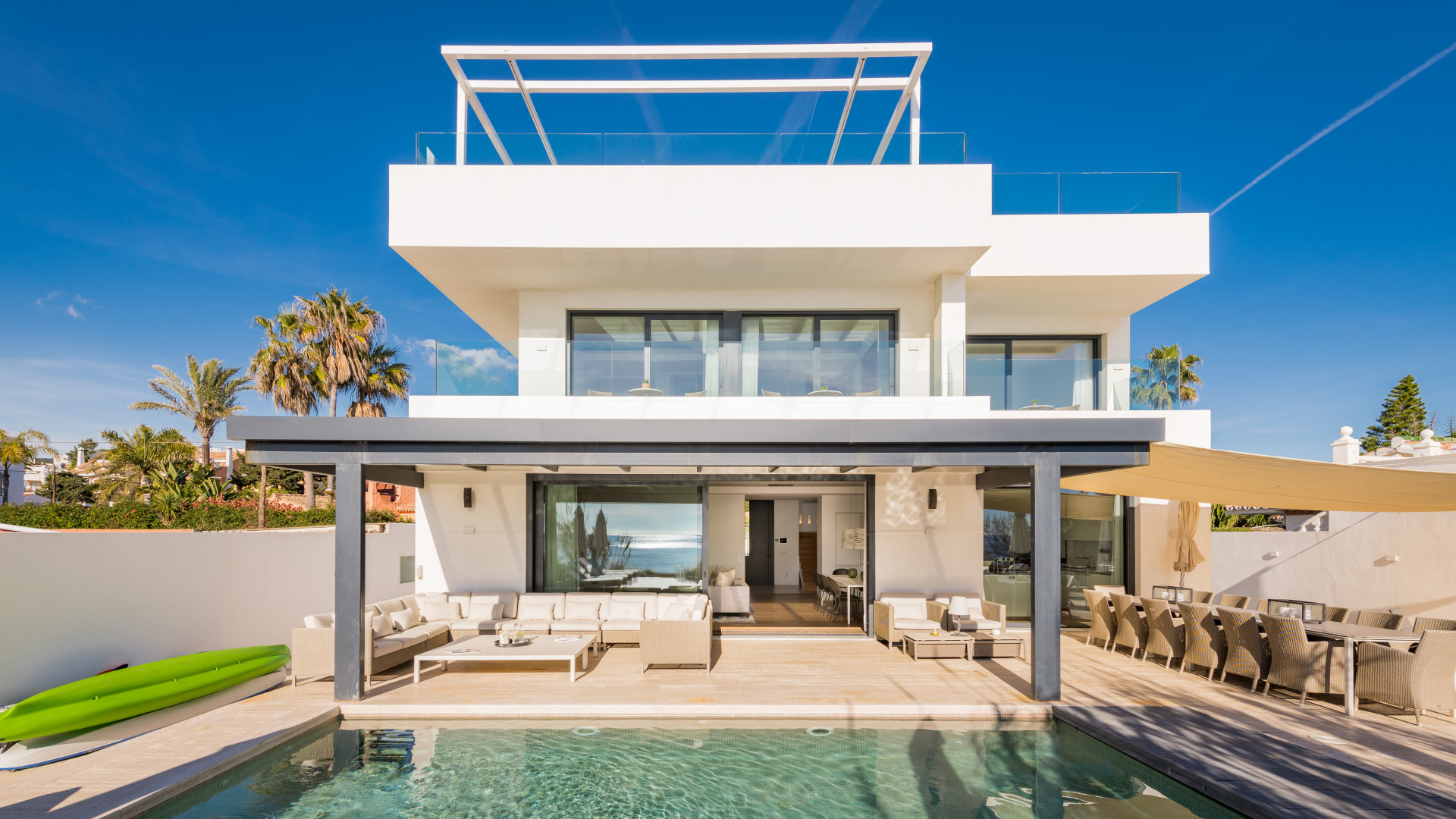 Spectacular South-East Facing Beachfront Villa with Direct Sea Access in Costabella, Marbella