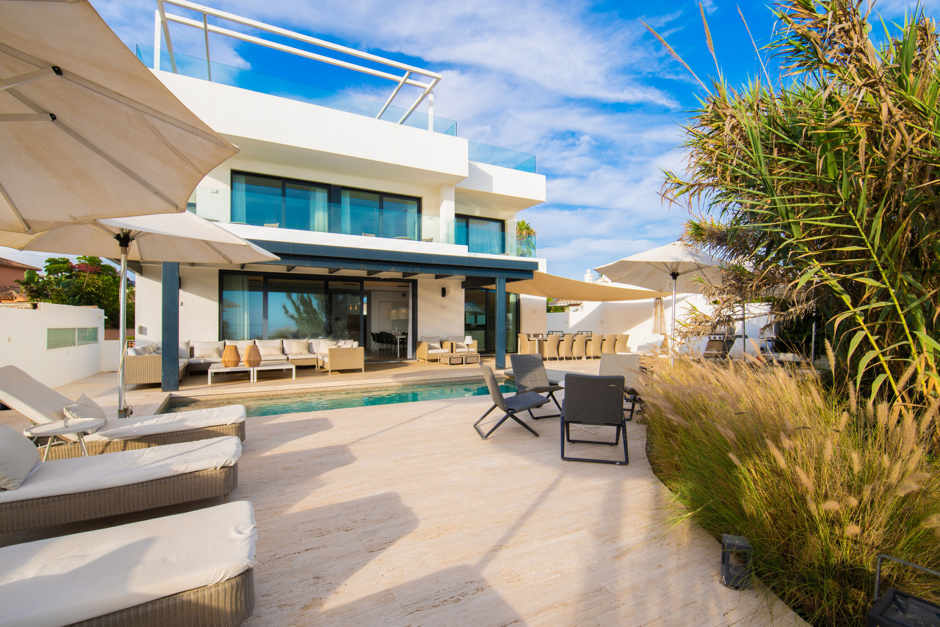 Spectacular South-East Facing Beachfront Villa with Direct Sea Access in Costabella, Marbella