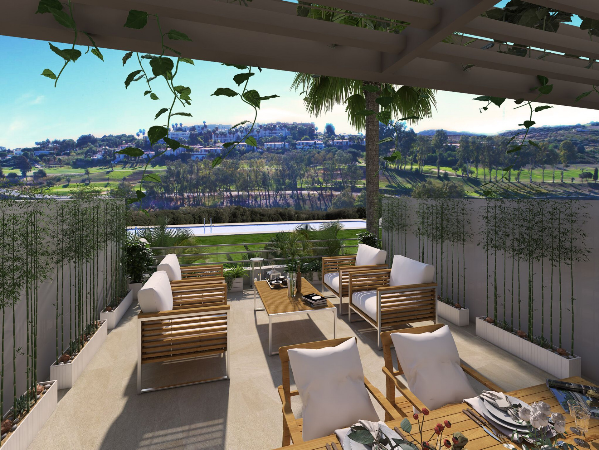 New and Exclusive first line golf complex of townhouses in Estepona