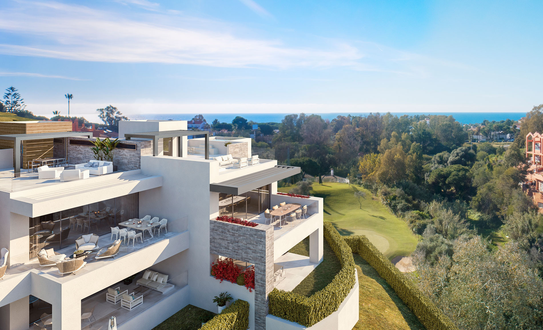 Modern contemporary front line golf apartments for sale in Cabopino – Marbella