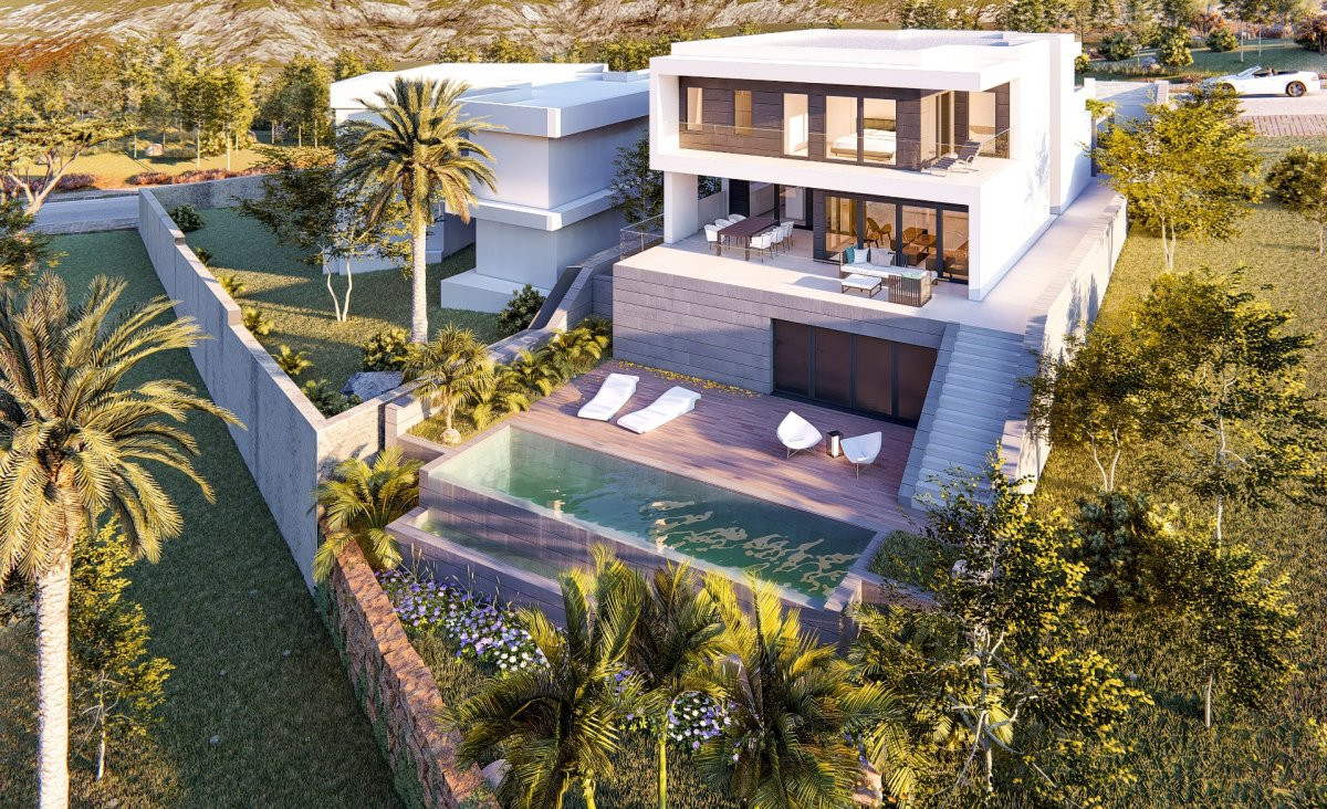 Newly built first line golf development of modern villas for sale in Calanova Mijas Costa