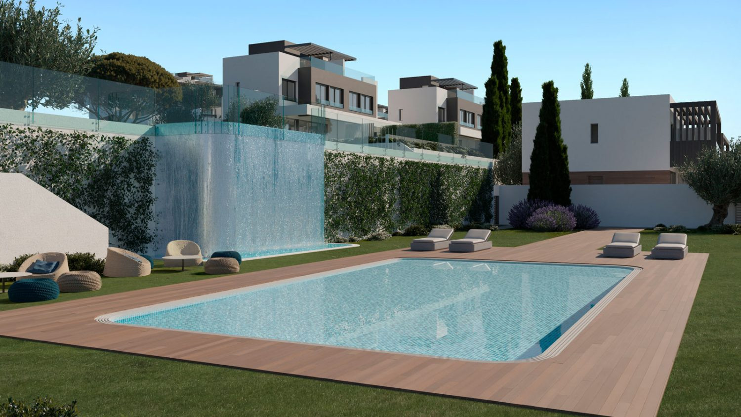 New contemporary semidetached first line golf villas for sale in Atalaya Estepona