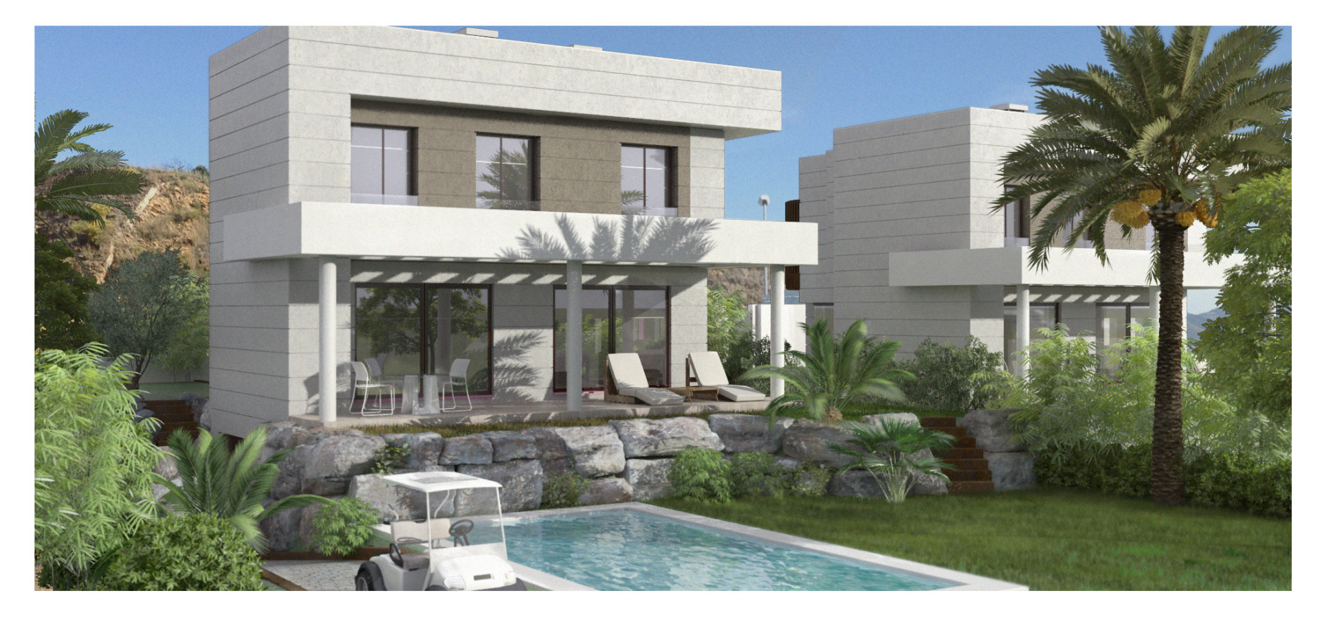 Moderne eigentijdse eerste lijn golf villa te koop in Mijas Costa