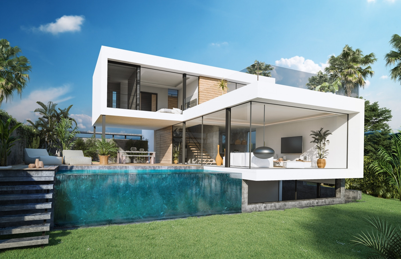 New project of modern style villas on the New Golden Mile in Estepona
