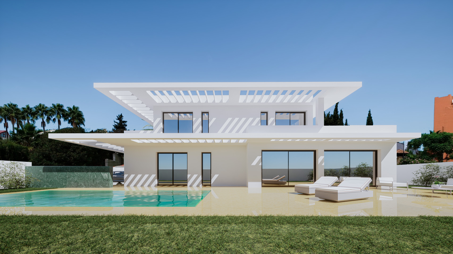 Villa moderna en plano en venta en la playa en Estepona - Buenas Noches
