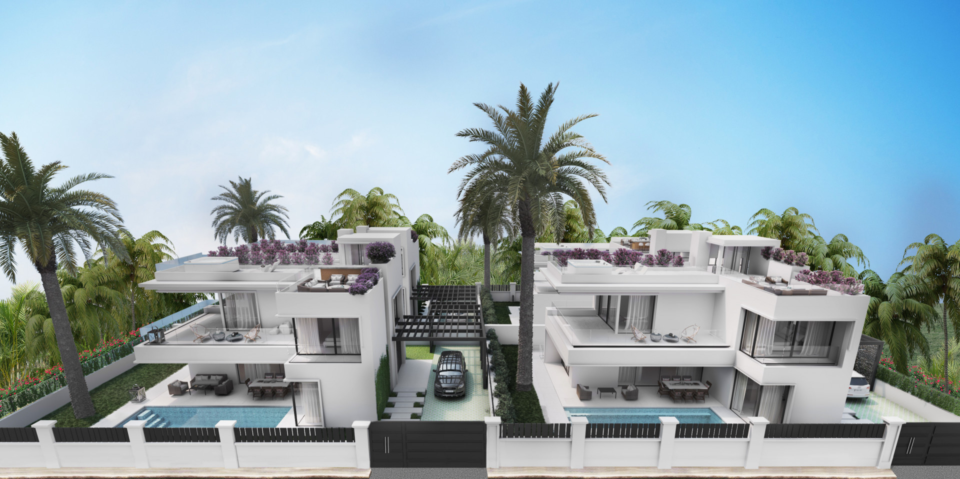 Off plan second line beach modern villas for sale on the Golden Mile – Marbella