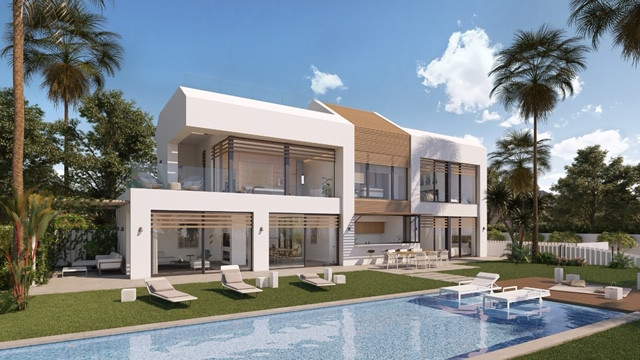 Villa moderna en primera línea de playa en venta en El Saladillo - Nueva Milla de Oro - Estepona