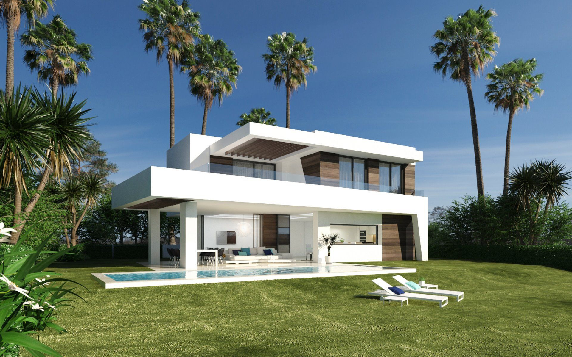 New front line golf complex of contemporary villas for sale on the New Golden Mile Estepona