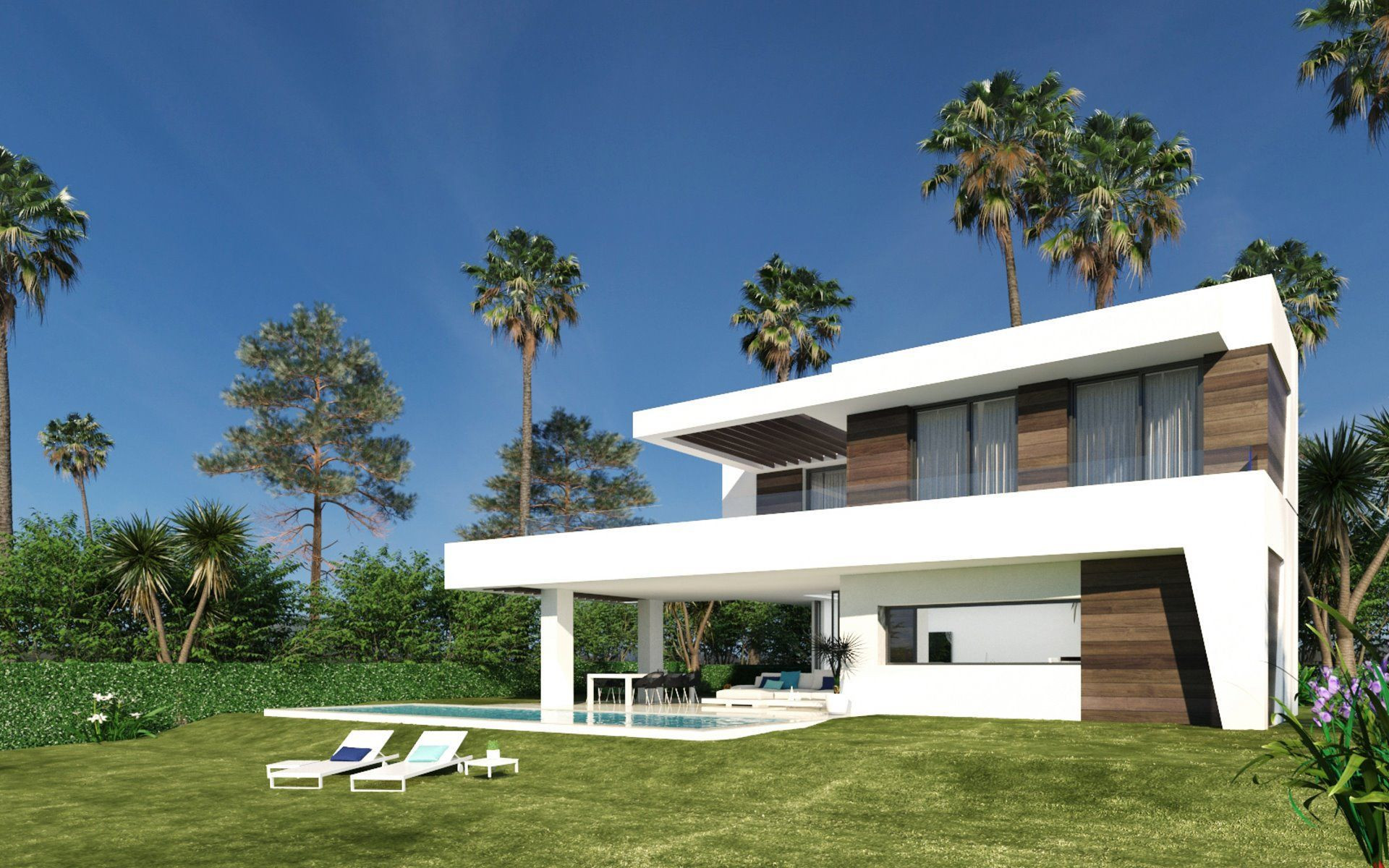 New front line golf complex of contemporary villas for sale on the New Golden Mile Estepona