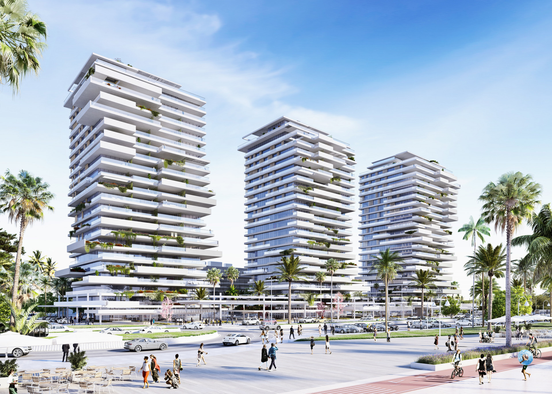 New modern luxury apartments  for sale, first line to the beach promenade in Malaga city
