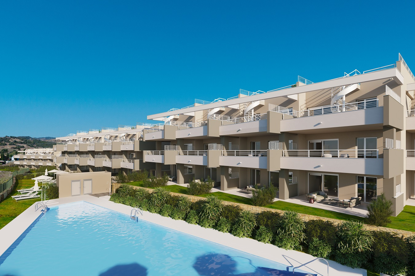 First line golf off-plan contemporary apartments and penthouses for sale in Estepona west