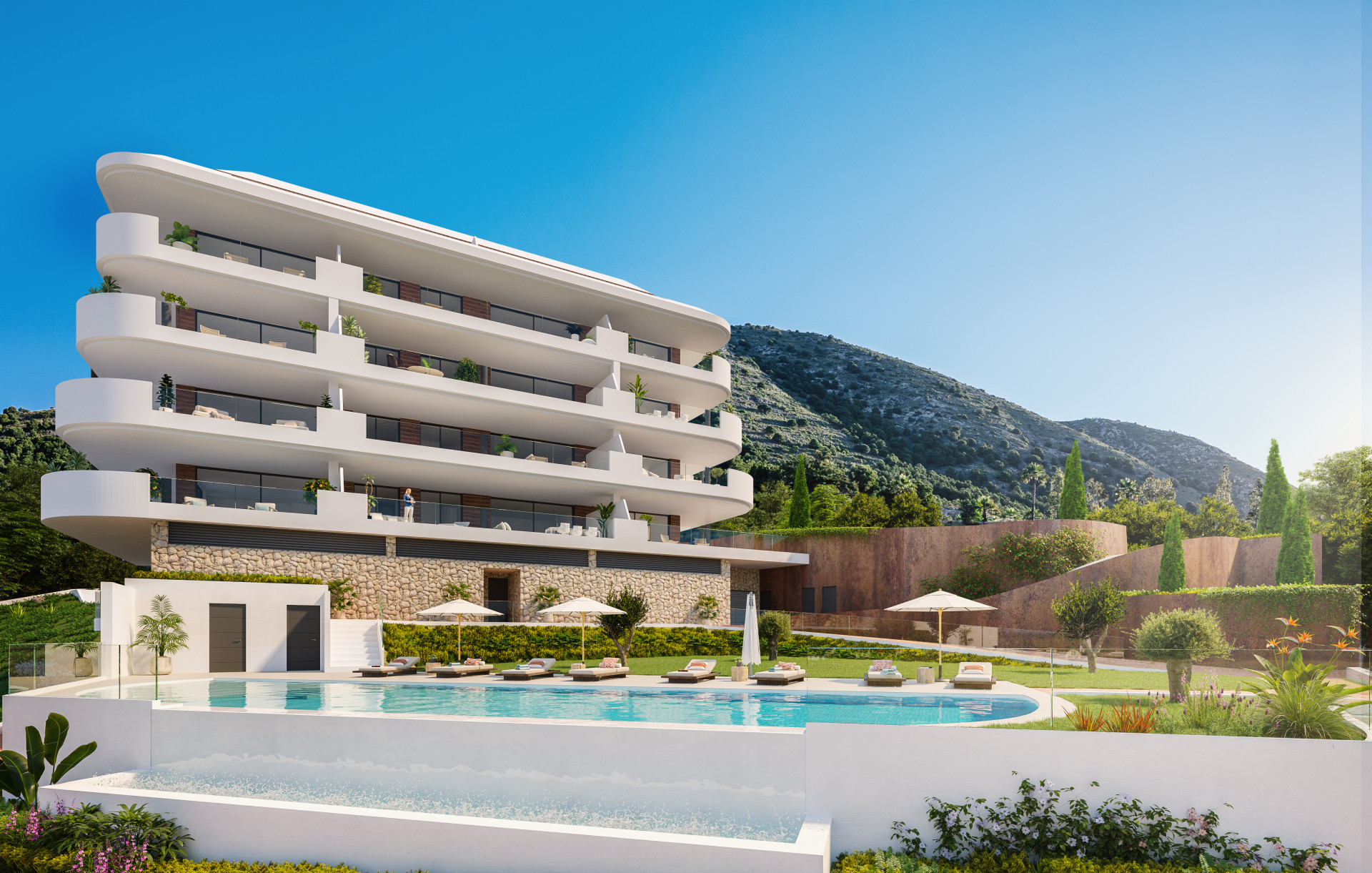 New Modern Boutique  complex of apartments for sale in El Higueron in Benalmadena