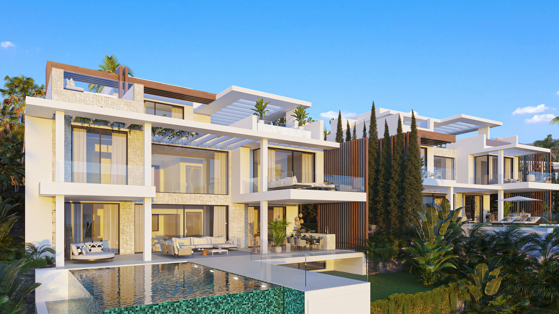 Nieuwe moderne vrijstaande villa's te koop op de New Golden Mile in Estepona