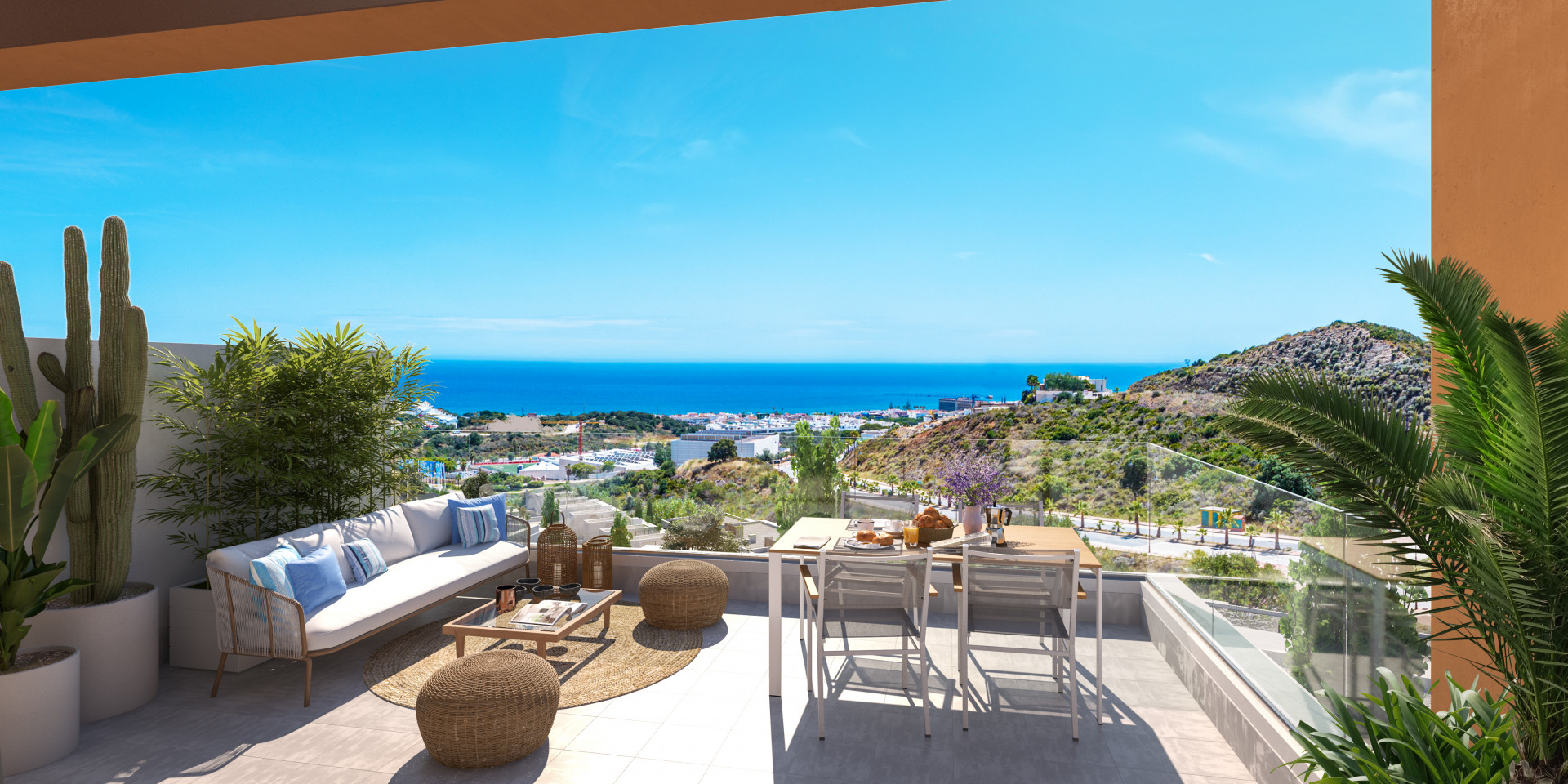 Adosadas contemporáneas en plano a la venta en Cala de Mijas