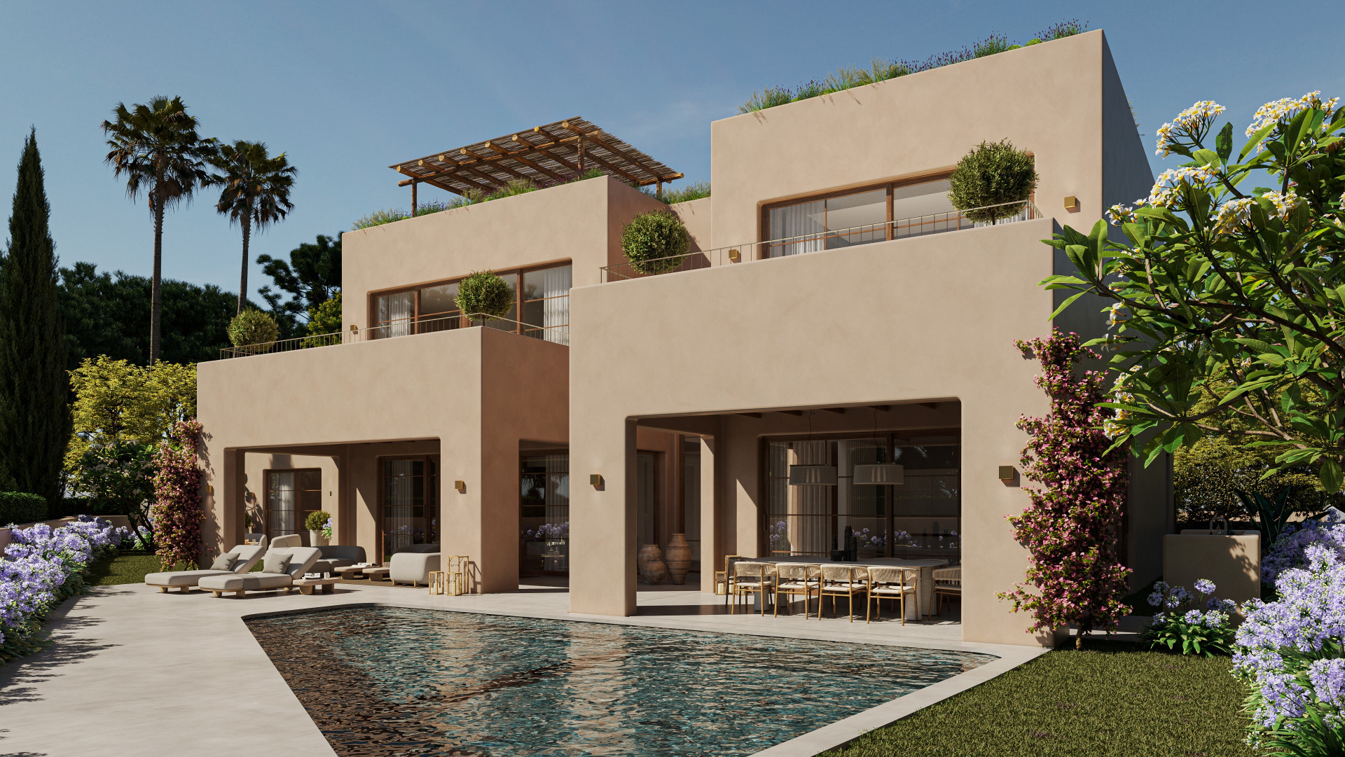 Villa moderna sobre plano en venta en la Milla de Oro - Marbella