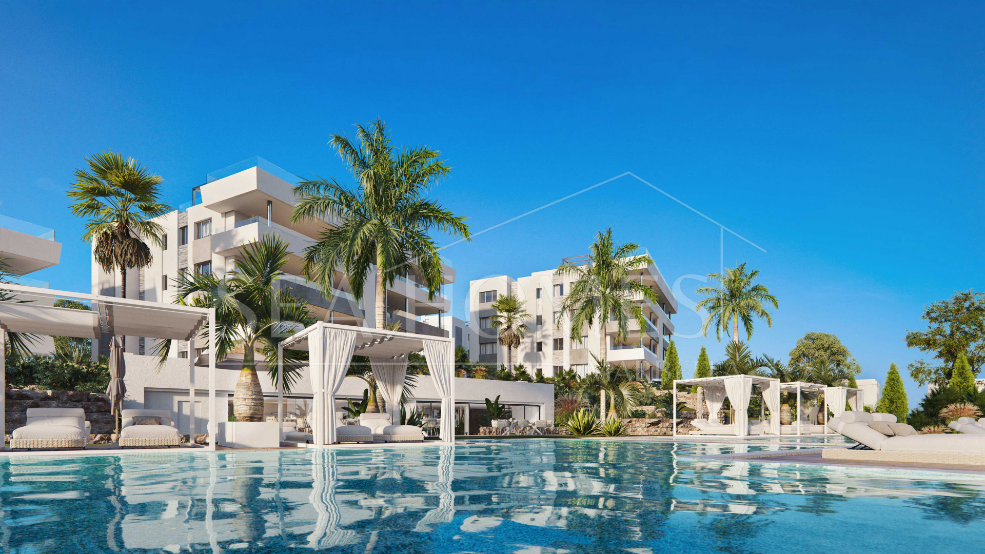 Contemporary penthouse with terrace and solarium both with panoramic views of the Mediterranean Sea in top location