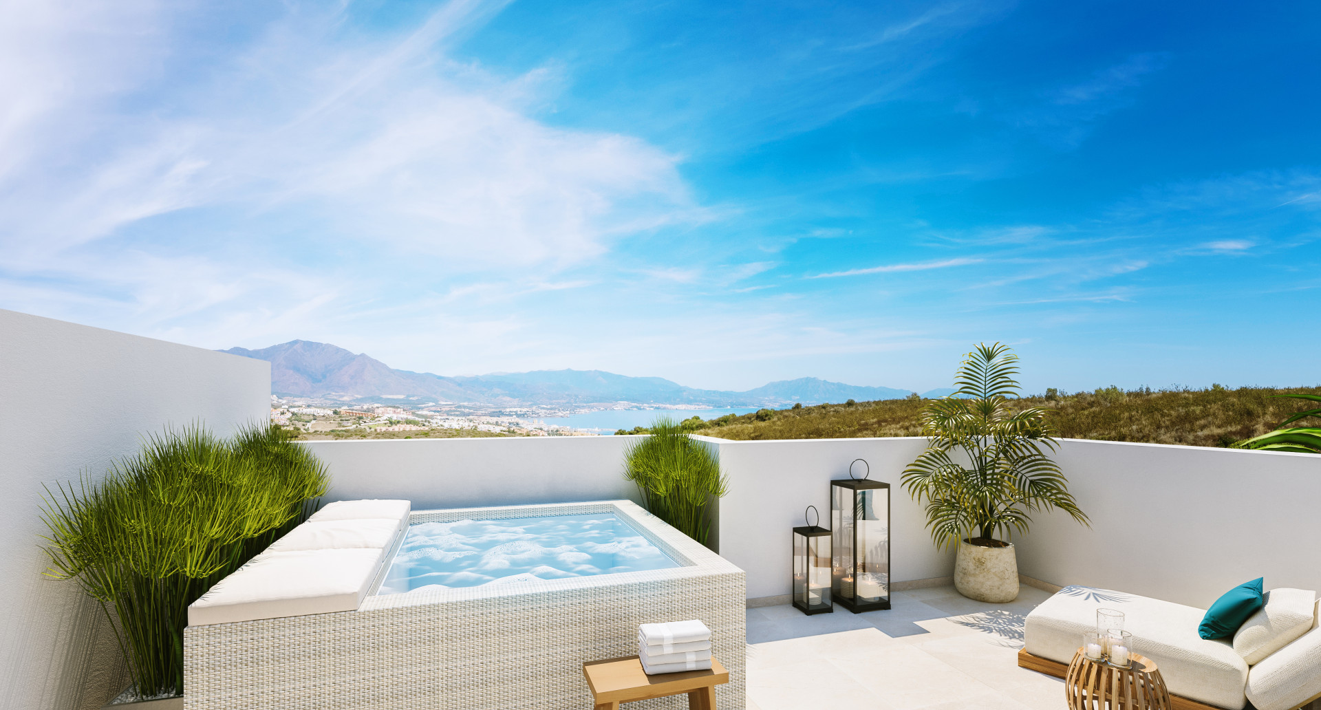 Fabelhafte Reihenhäuser mit spektakulärstem Meerblick in Manilva, an der Costa del Sol