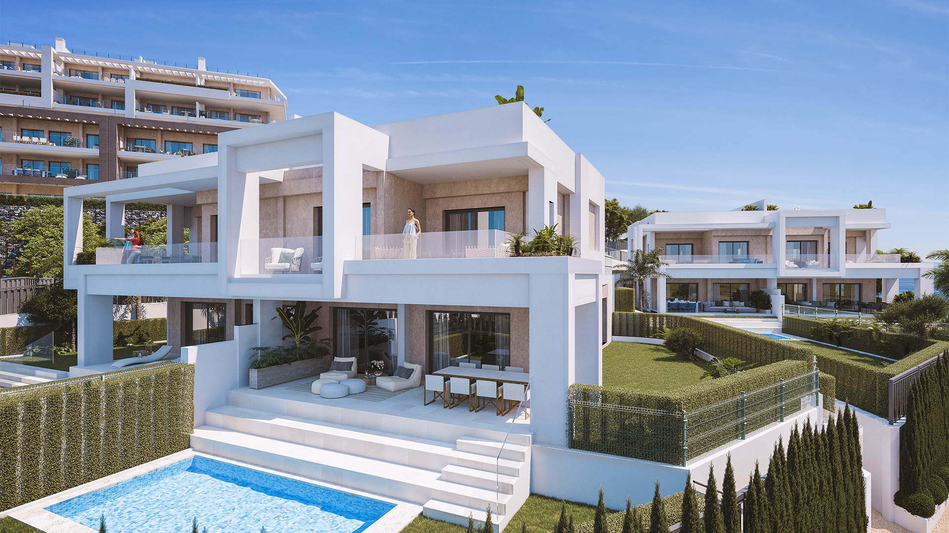 Luxury Sea View Villas for Sale on Marbella’s New Golden Mile in Gated Community with Modern Design and Amenities
