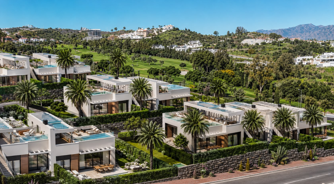 New Build Homes For Sale in Mijas Costa — 2 & 3 Bedroom Houses with Private Pool, Garden & Solarium