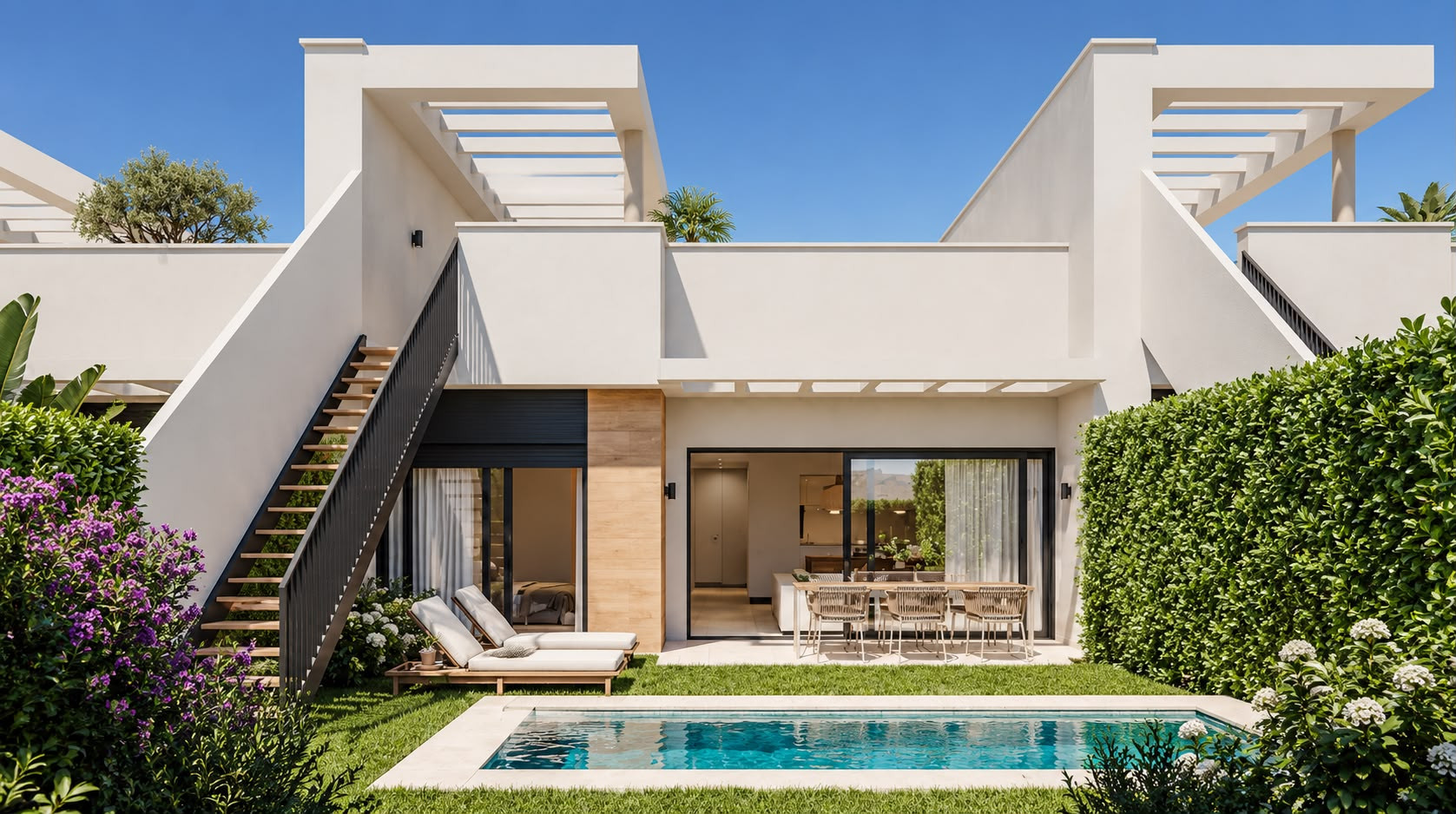 New Build Homes For Sale in Mijas Costa —  3 Bedroom Houses with Private Pool, Garden & Solarium