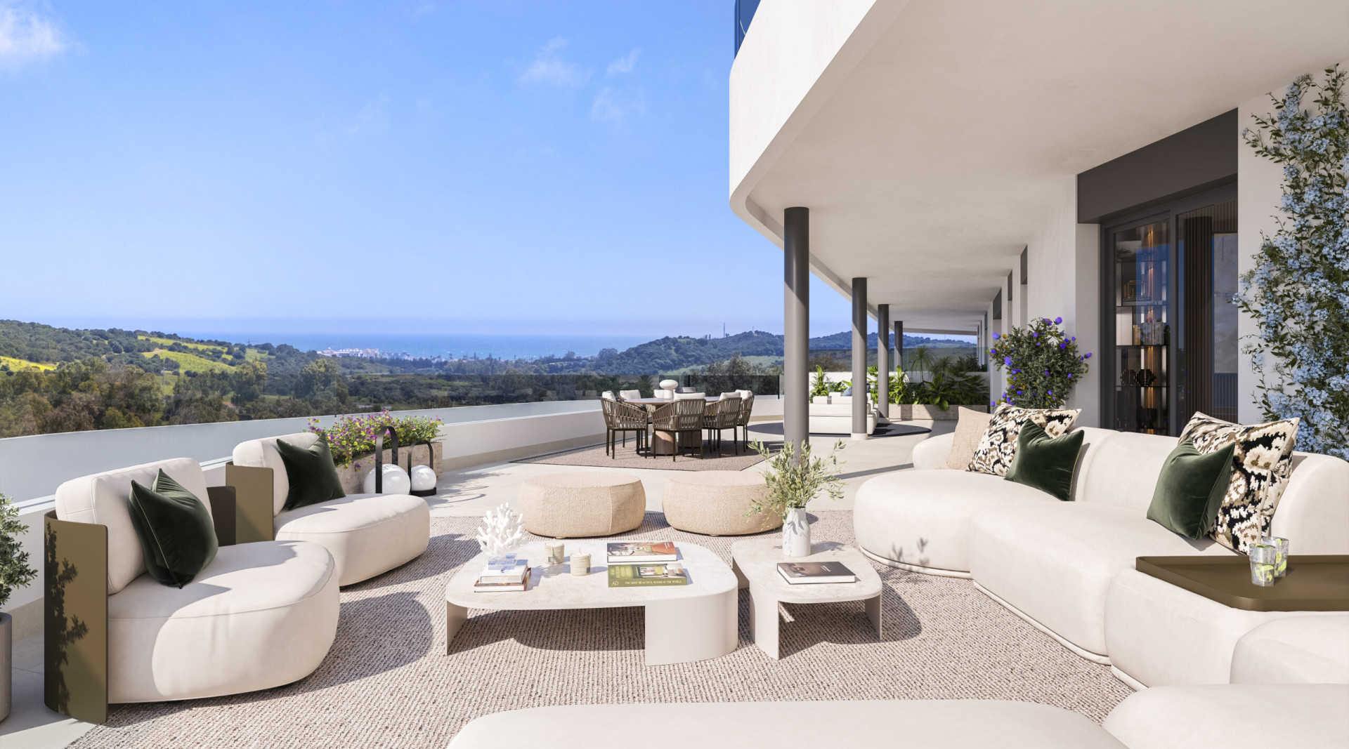 Frontline Golf Luxury: Contemporary 2 & 3 Bedroom Residences with Panoramic Sea & Fairway Views in Estepona