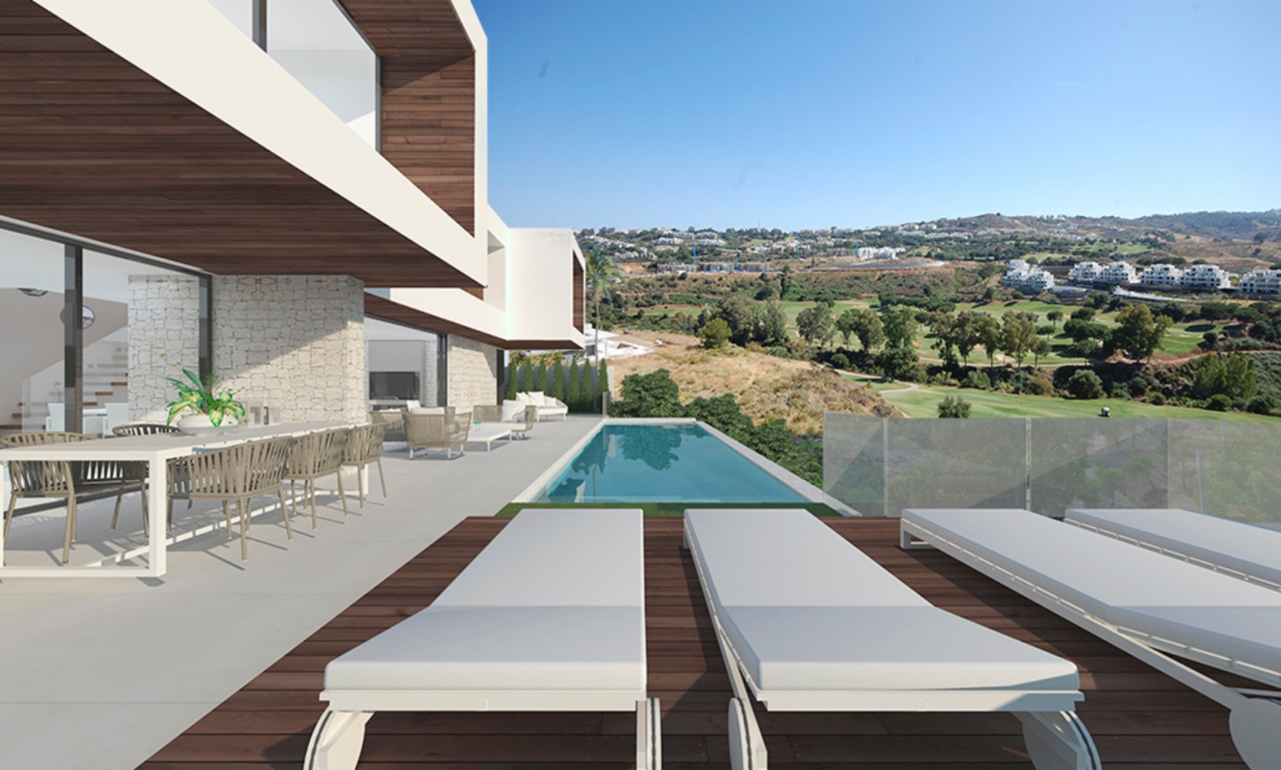 Moderna villa contemporánea de 3 dormitorios con increíbles  vistas al golf en el borde de La Cala