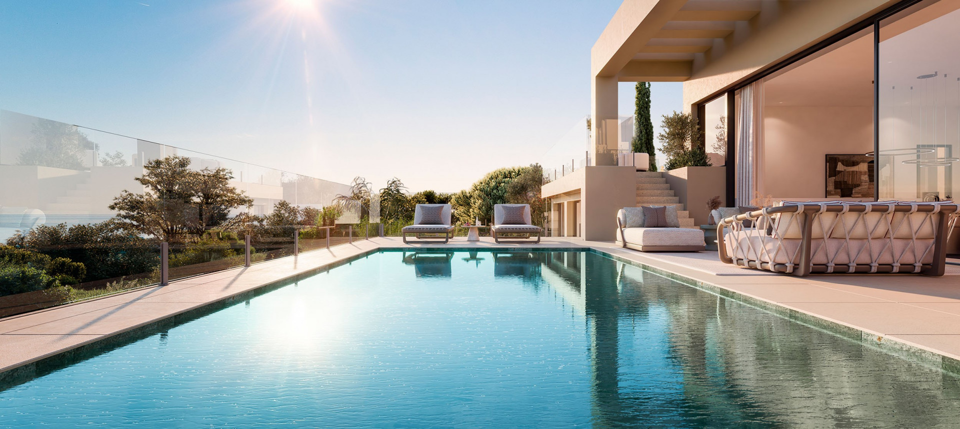 Complejo de nueva construcción de villas contemporáneas de lujo con piscina privada e increíbles vistas panorámicas al mar en La Alqueria