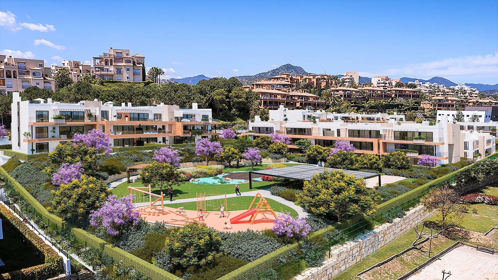 New complex of 63 apartments located in the privileged area of Atalaya, surrounded by golf courses and close to all services