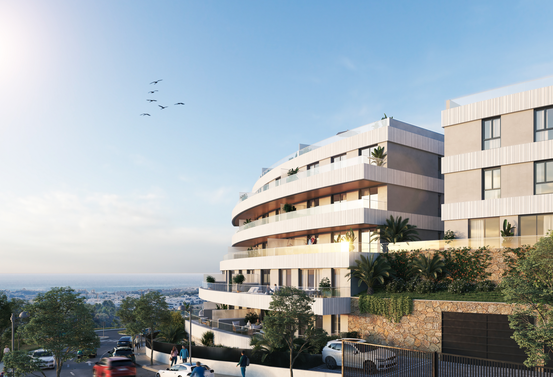 New complex under construction in an elevated position providing privileged views of the coastline and the sea