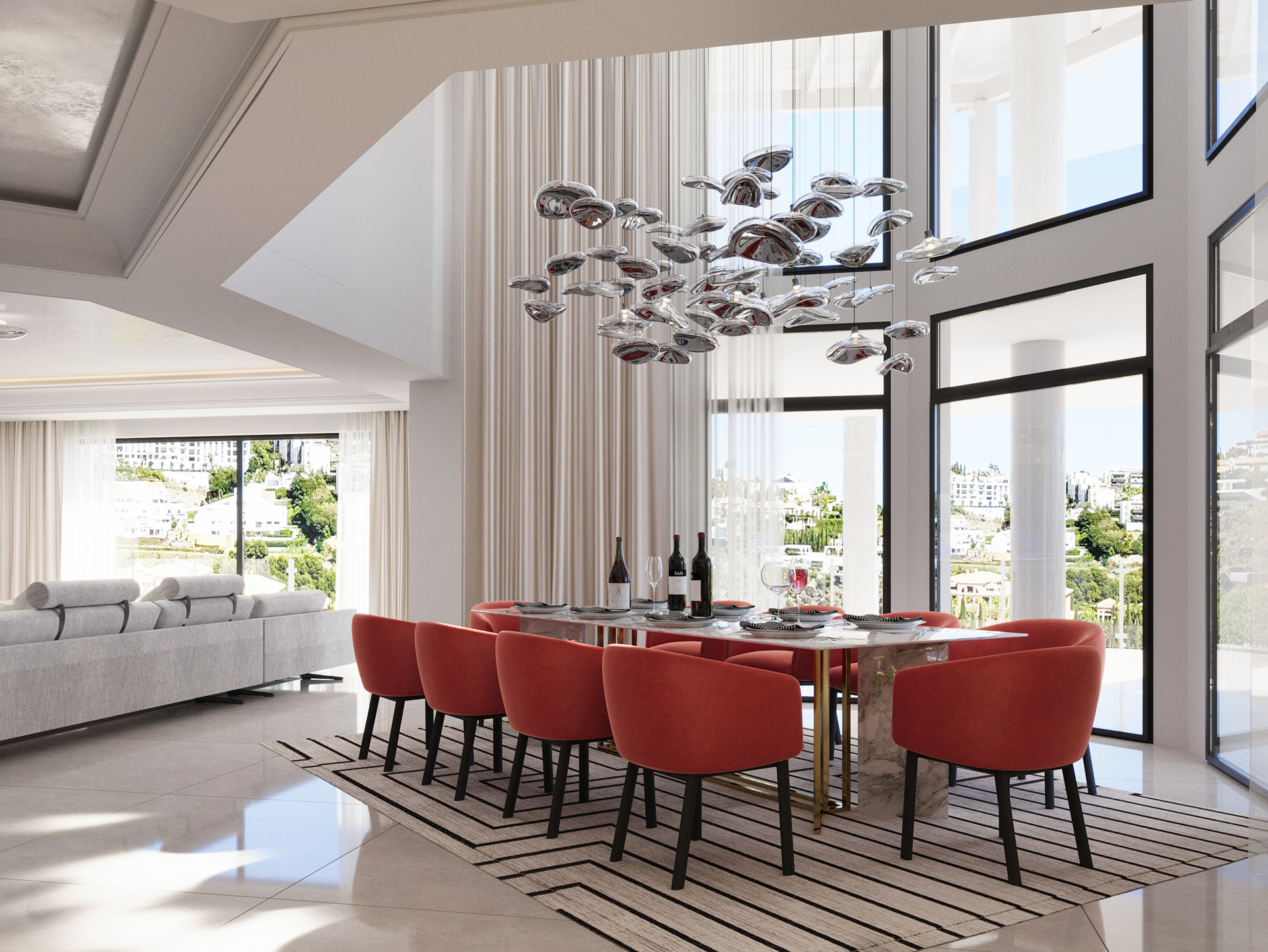 Stunning frontline golf villa featuring a sleek contemporary design in Los Flamingos Golf