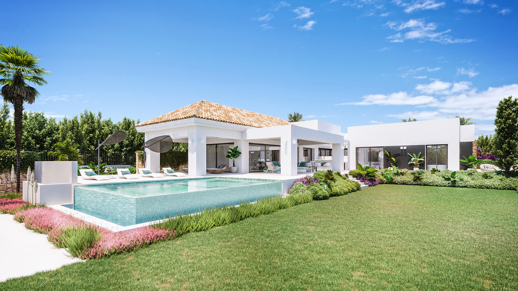 Qlistings - Stunning new Mediterranean-style villa with outdoor oasis for sale in Bel Air, Estepona Property Image