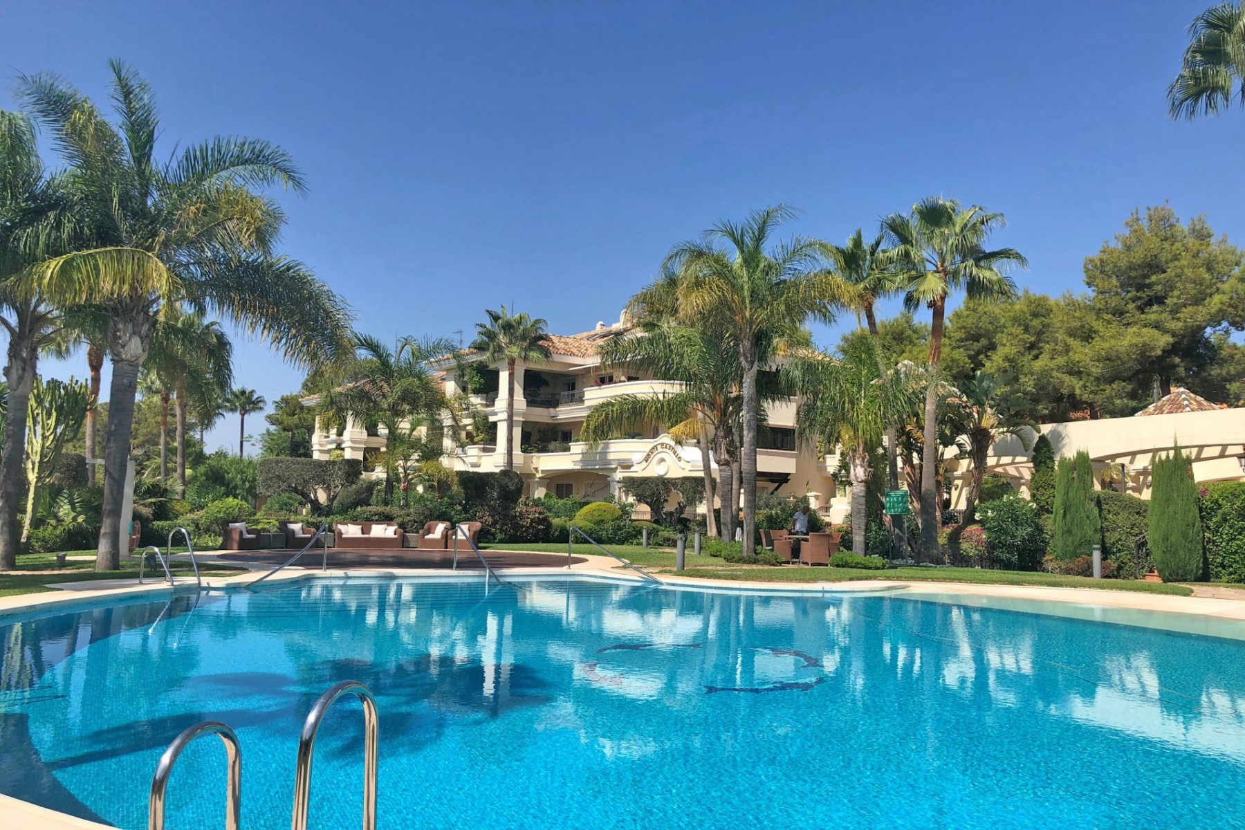 Luxury elevated ground floor two bed apartment on Marbella's Golden Mile