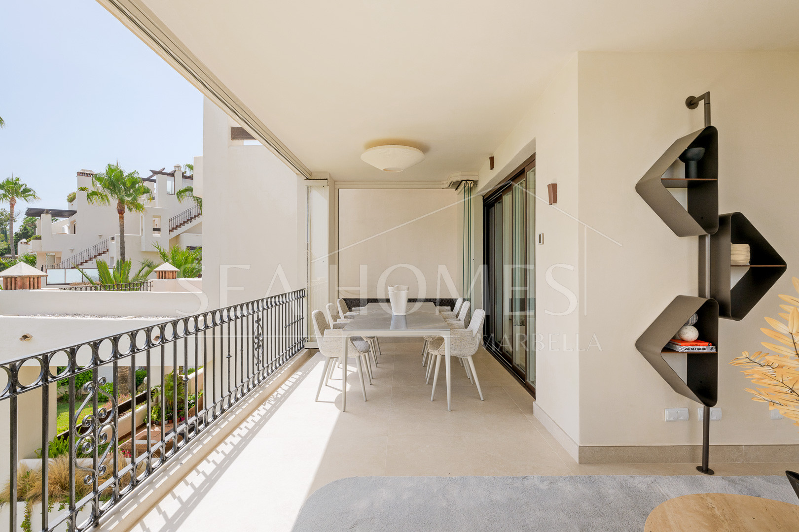 Beautifully renovated, south facing three-bedroom apartment located  in the prestigious gated community of Bahia del Velerin, Estepona