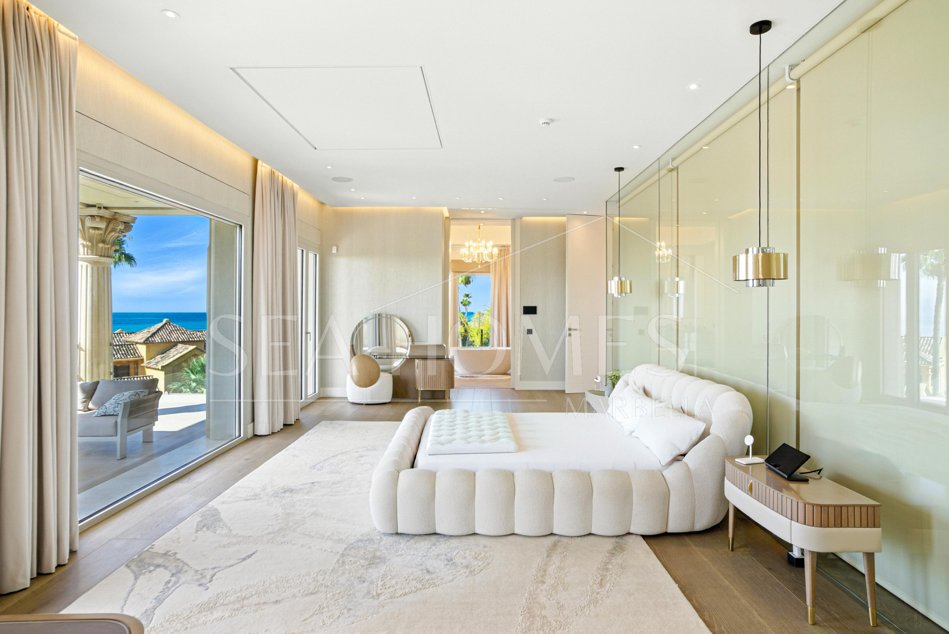 An architecturally unique, south-facing property located in the exclusive gated community of Sierra Blanca on Marbella’s prestigious Golden Mile