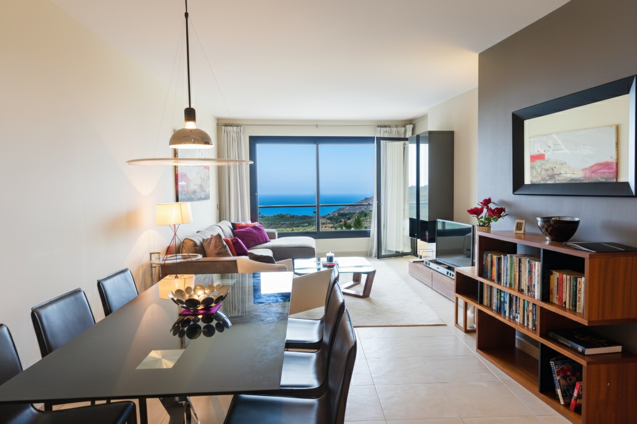 Elegante y moderno apartamento de dos dormitorios en el exclusivo Samara Resort en Marbella con impresionantes vistas panorámicas al mar