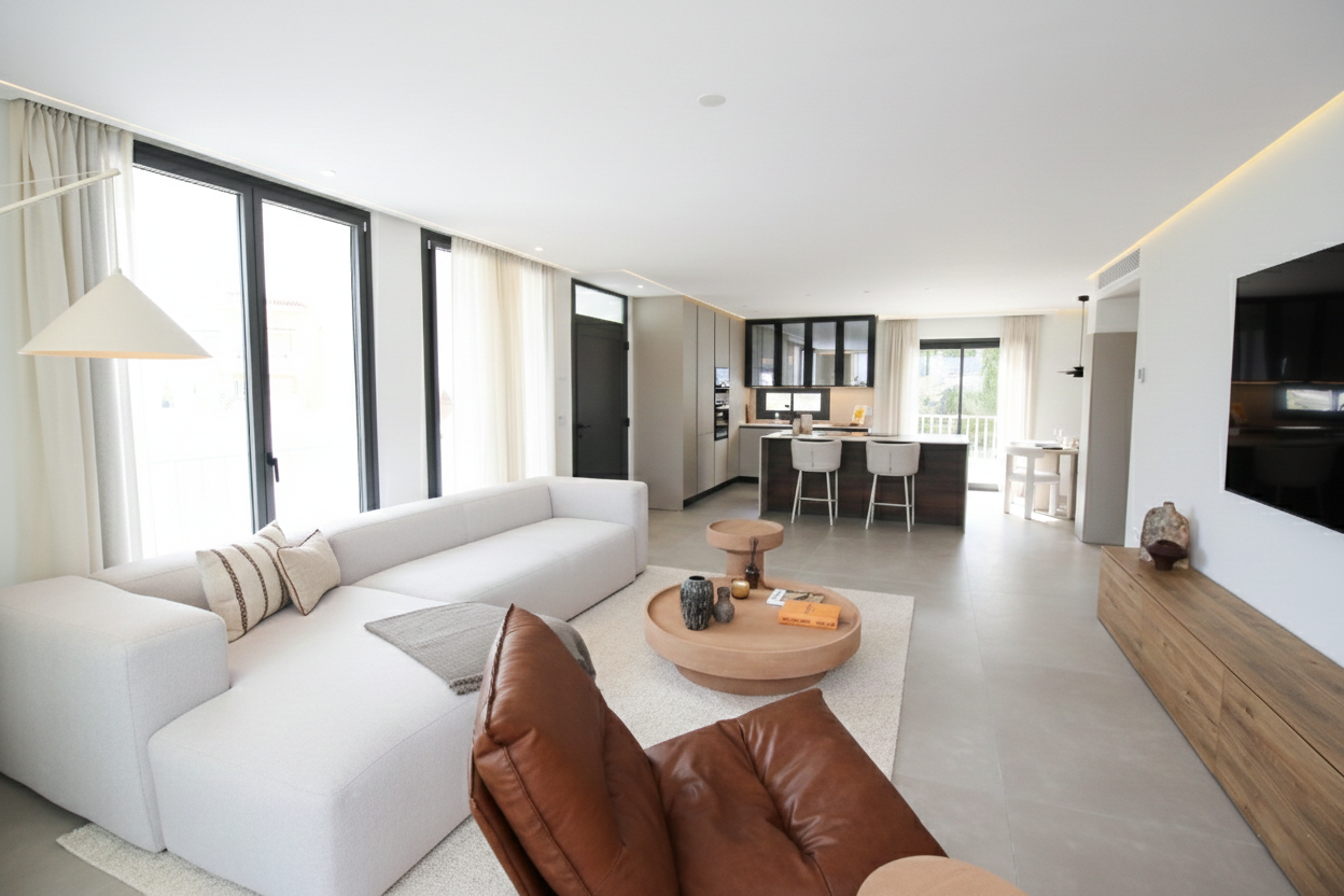 Beautifully reformed two bedroom apartment in the gated community of Jardines de Andalucía, Nueva Andalucia with sea views