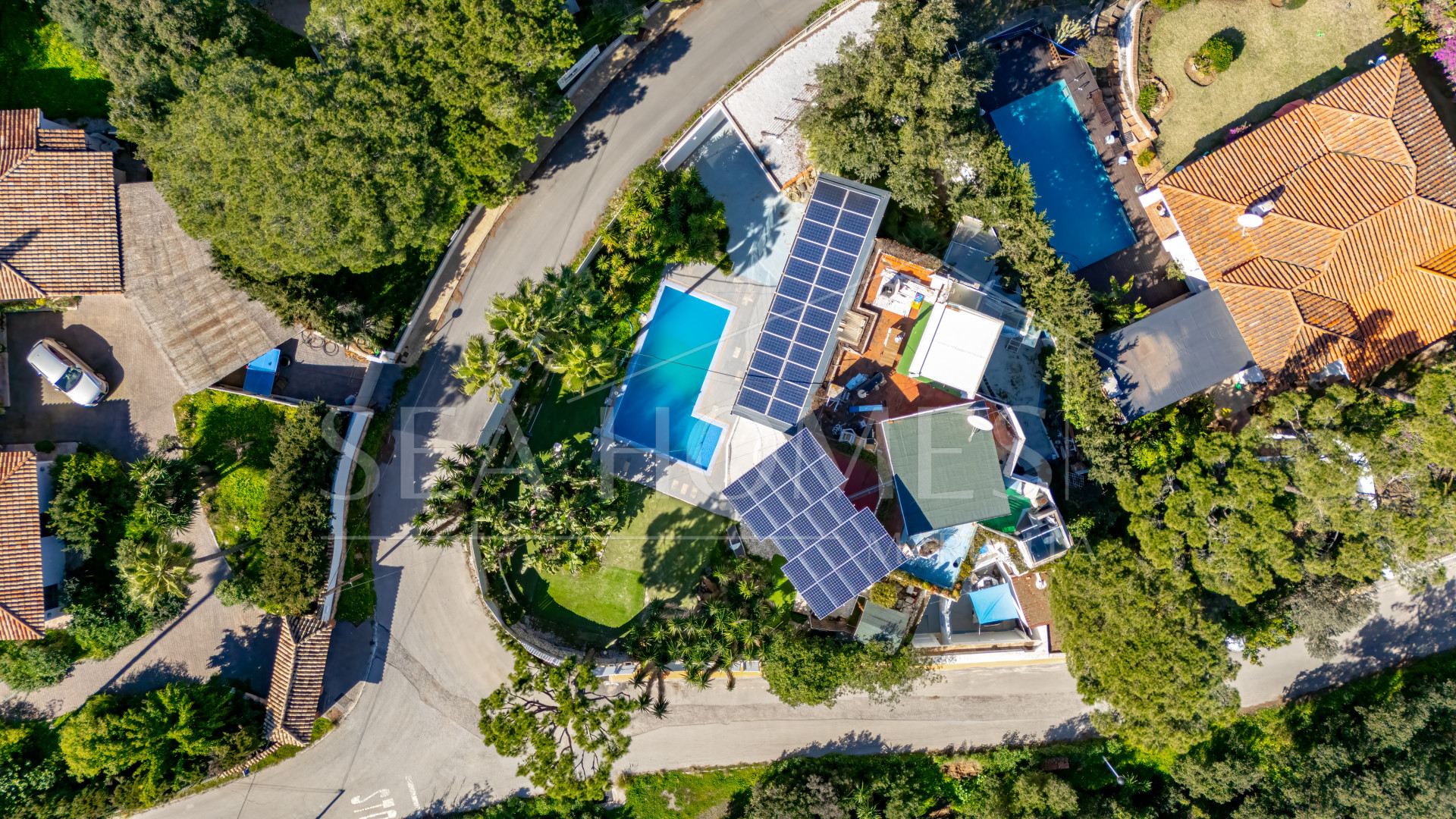 Unique eight bedroom south facing villa, in a tranquil area of Elviria, Marbella boasting sea views