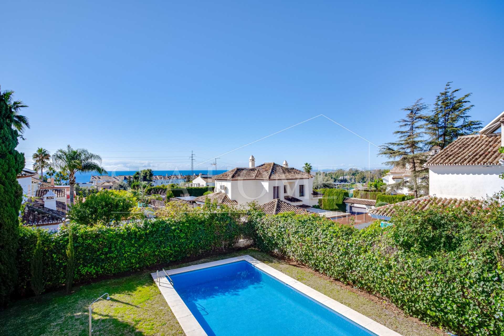 Spacious south facing six-bedroom villa in Marbella, with sea views