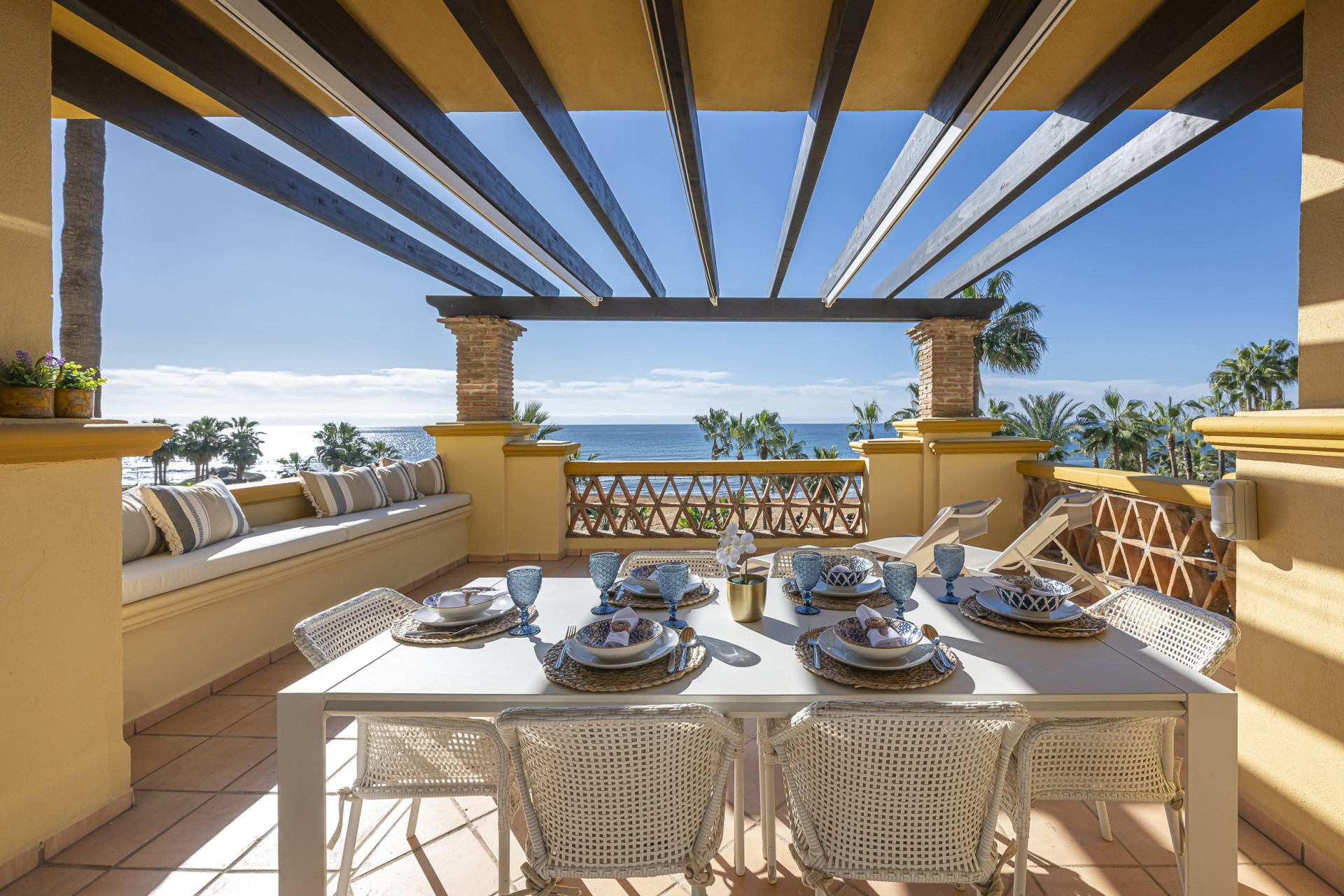 Stunning, three bedroom beach front apartment located in Rio Real, Marbella.