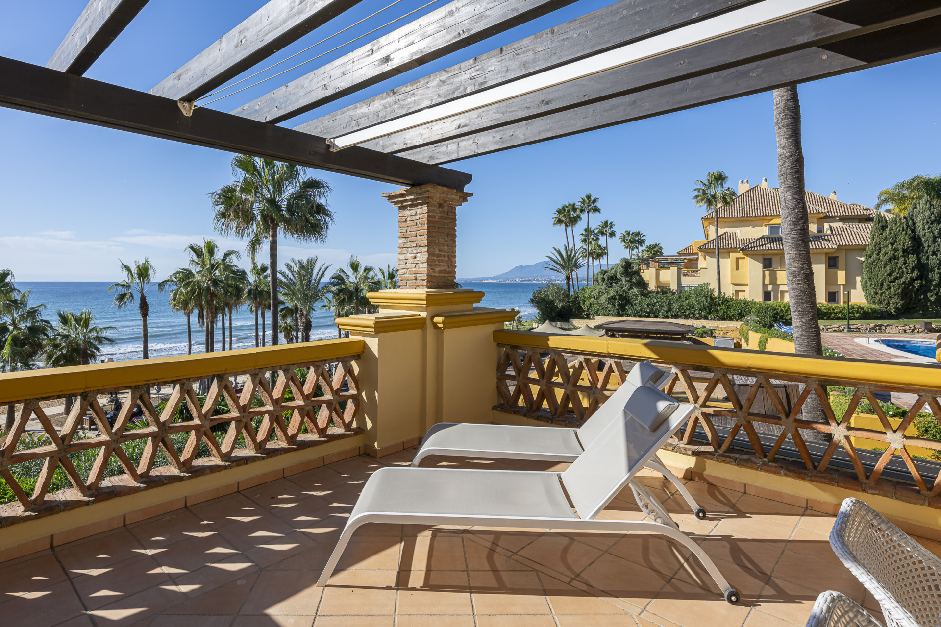 Stunning, three bedroom beach front apartment located in Rio Real, Marbella.