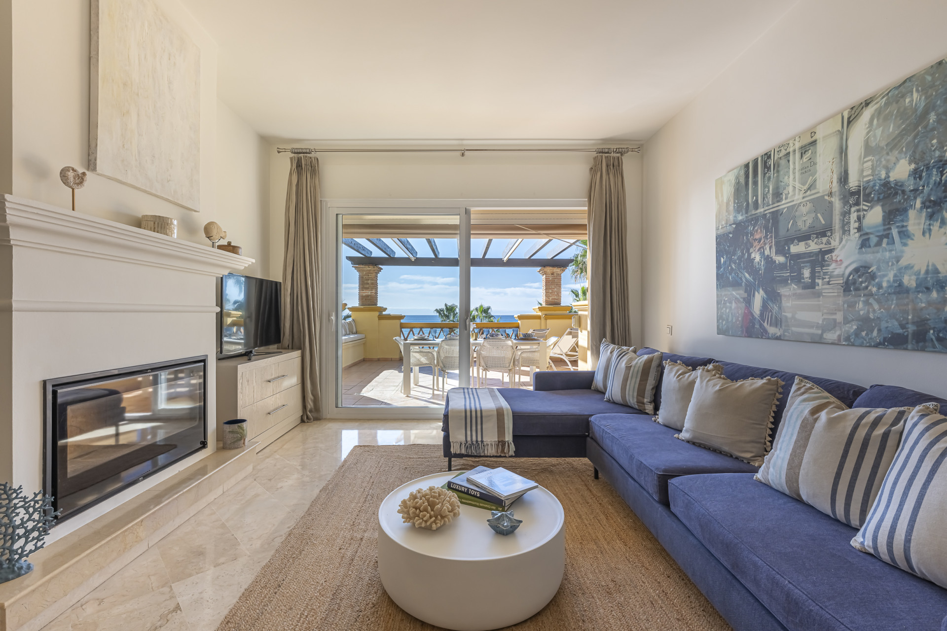 Stunning, three bedroom beach front apartment located in Rio Real, Marbella.