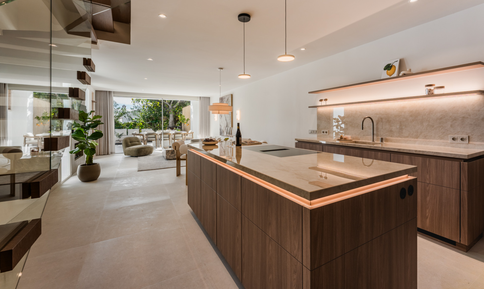 Luxurious four bedroom south-facing semi deatched villa with panoramic sea & mountain views in Marbella Golden Mile.