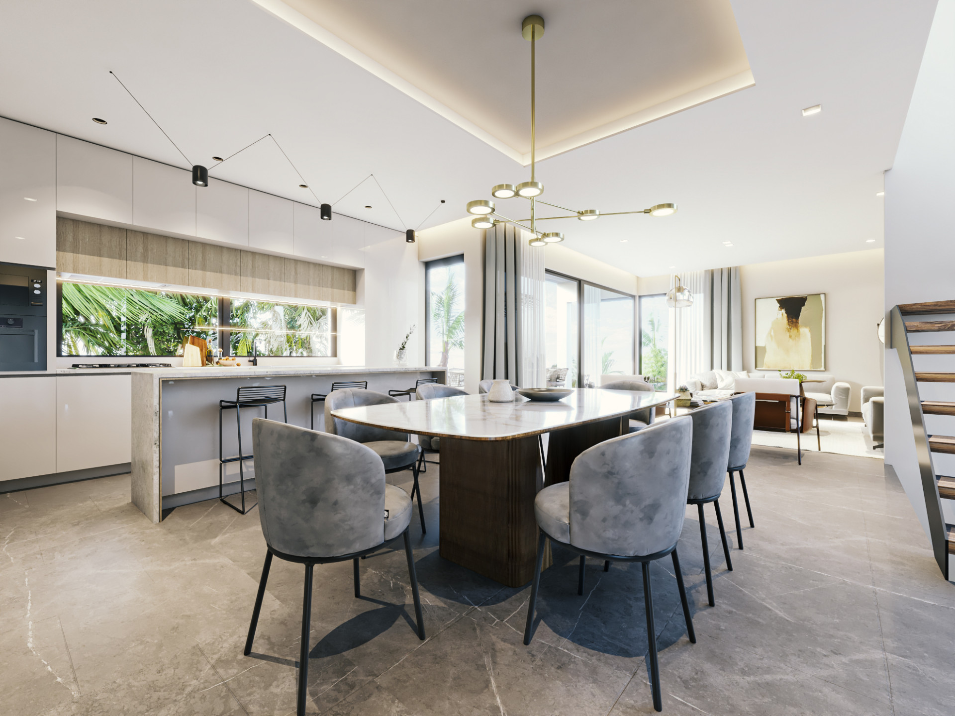 Elegante villa contemporánea de cuatro dormitorios con piscina privada en Estepona Este.