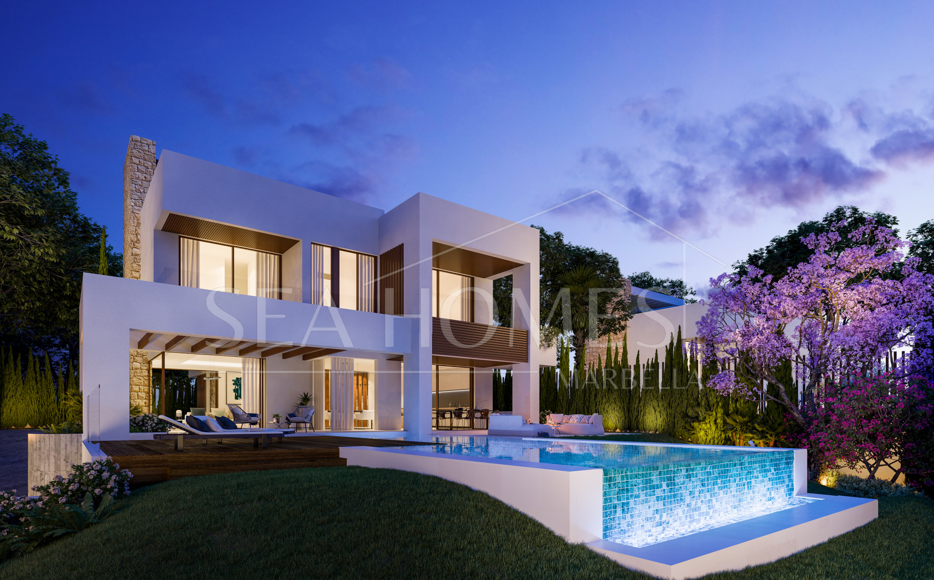 Modern four bedroom, south east facing villa of exceptional qualities is located in a gated community, consisting of only 15 villas, with 24 hour security guards and concierge services situated in a green oasis on the edge of the famous Golden Mile