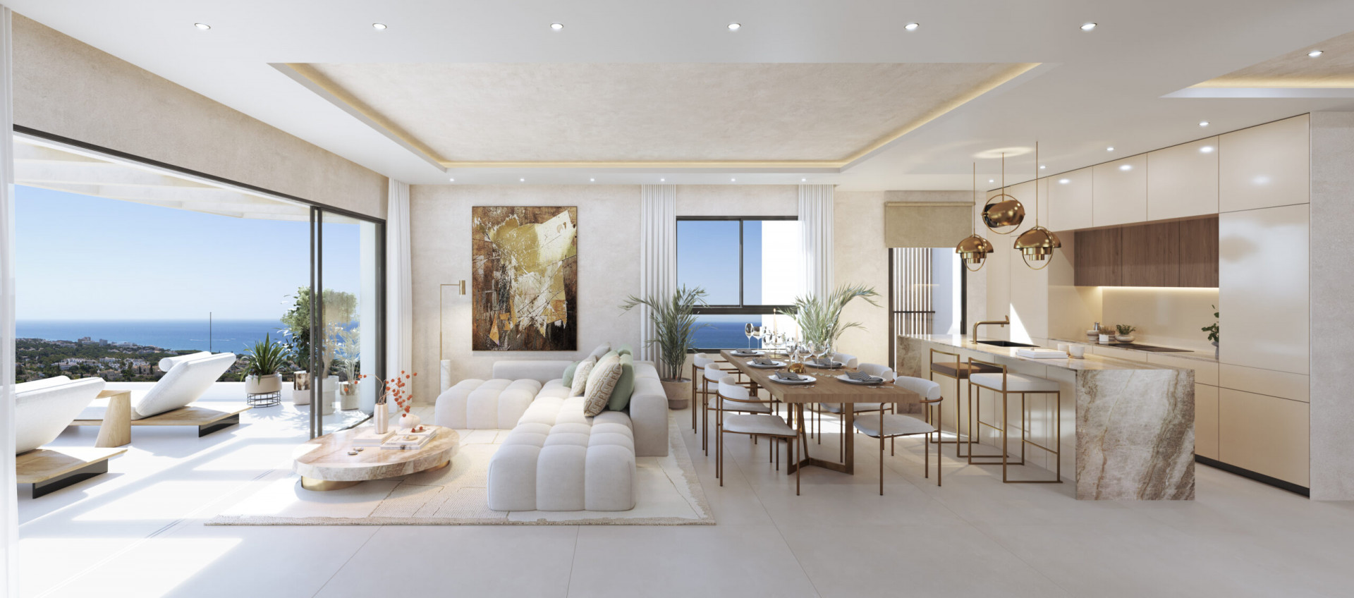 ARUNA representa el pináculo de la vida moderna en Marbella, ofreciendo tranquilidad y impresionantes vistas panorámicas desde exuberantes bosques de pinos hasta el Mar Mediterráneo.