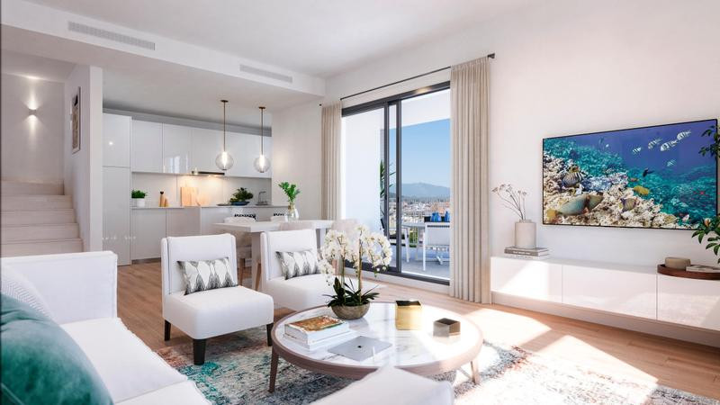 New project in Estepona consisting of 102 apartments and penthouses of one, two and three bedrooms, with constructed areas of up to 102.75 m2, terraces of up to 97.36 m2 and gardens on the ground floor of up to 52.03 m2.