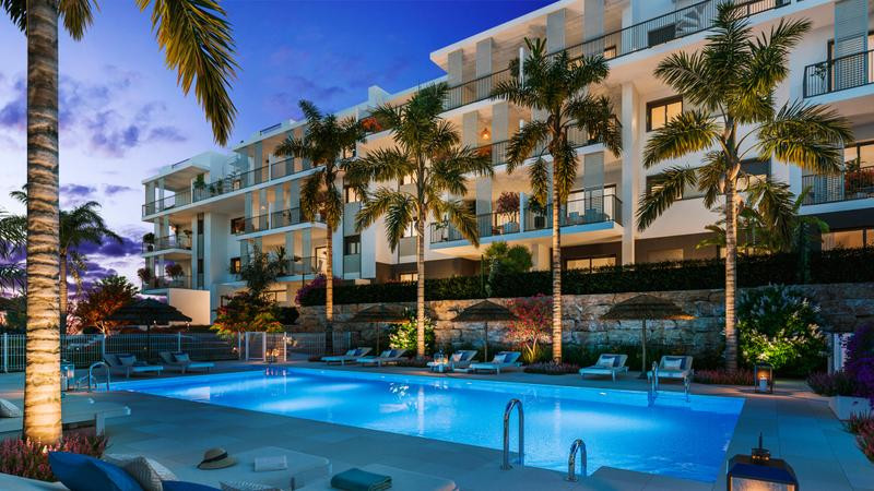 New project in Estepona consisting of 102 apartments and penthouses of one, two and three bedrooms, with constructed areas of up to 102.75 m2, terraces of up to 97.36 m2 and gardens on the ground floor of up to 52.03 m2.