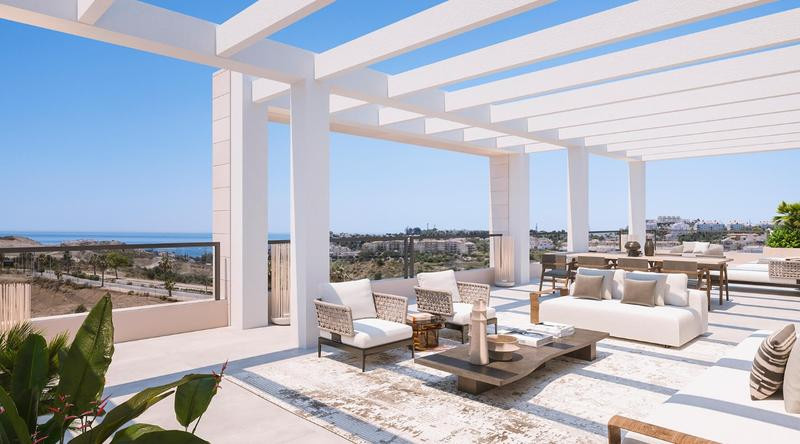 New residential project in Mijas Costa. This private development consists of 54 homes with two and three bedrooms, distributed across three blocks of three floors.