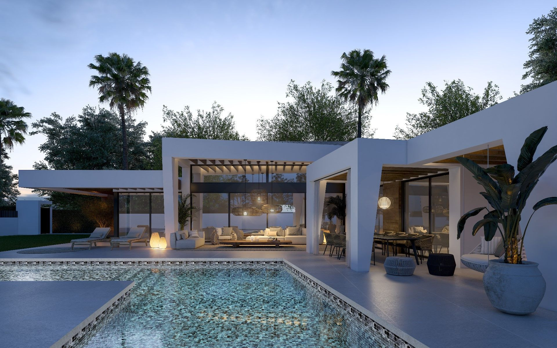 Proyecto exclusivo de 3 villas de lujo de estilo contemporáneo en una sola planta en pleno Valle del Golf.