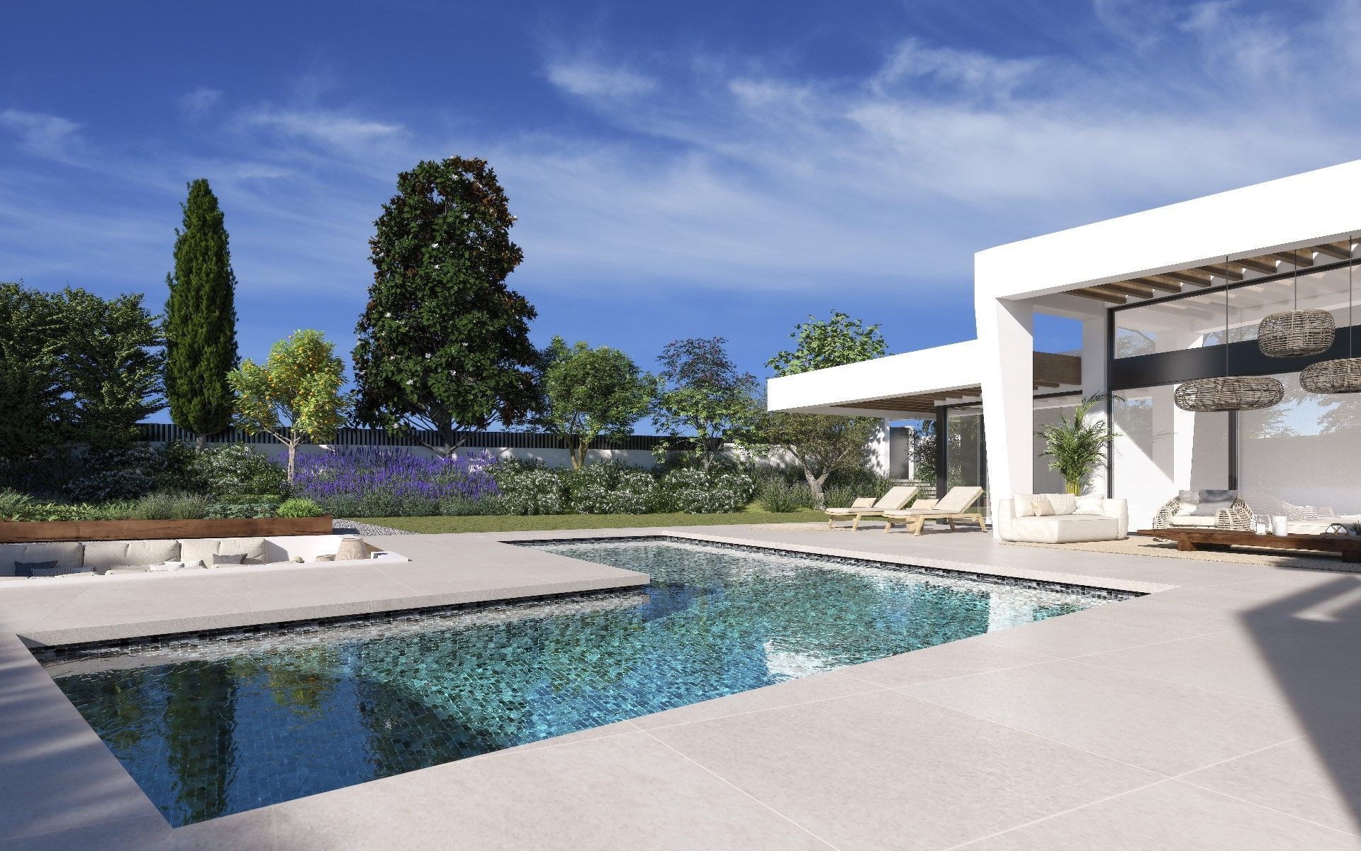 Exclusive project of 3 contemporary-style luxury villas on one floor in the heart of the Golf Valley.